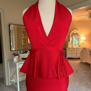 Bebe Peplum Red Dress